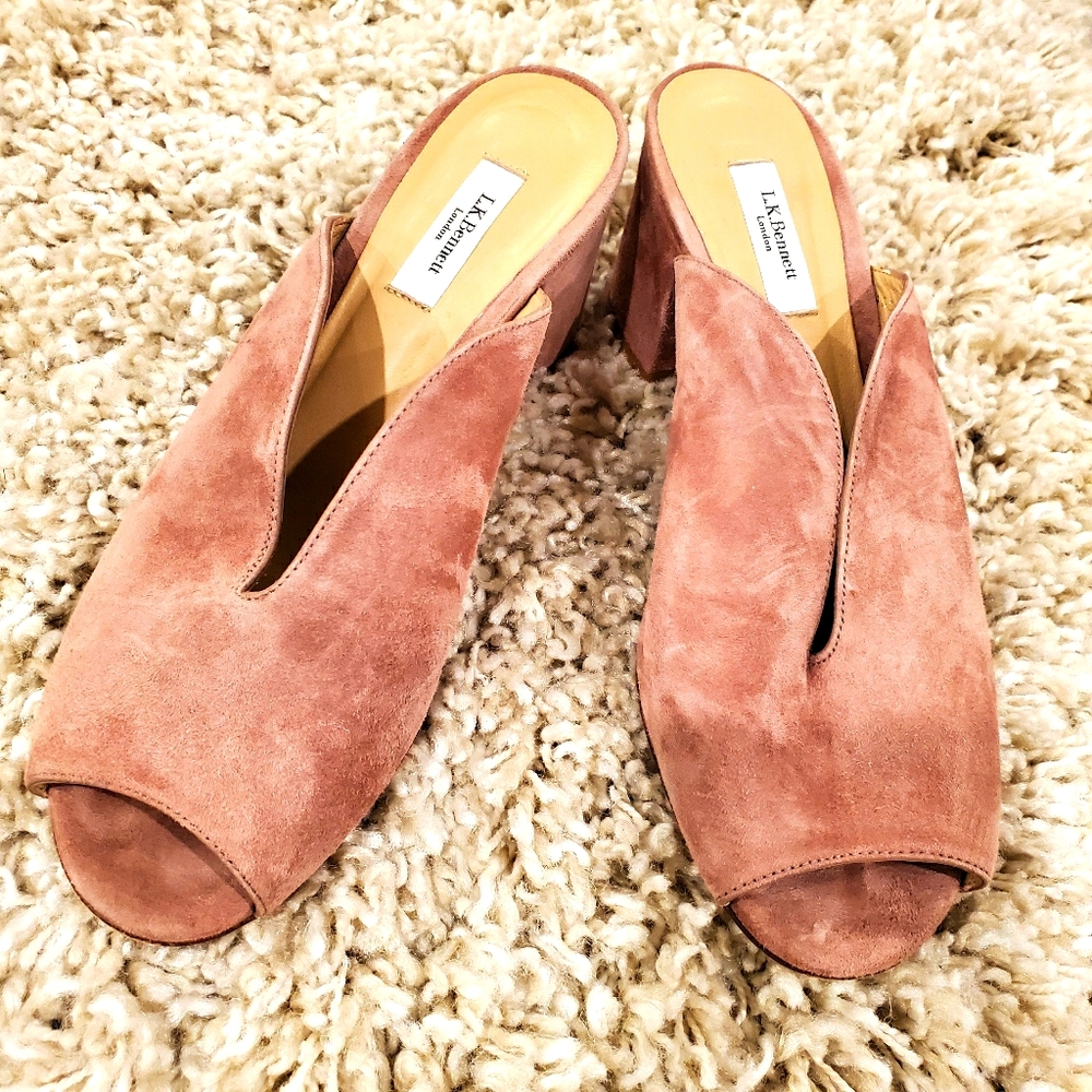 L.K. Bennet pink mules